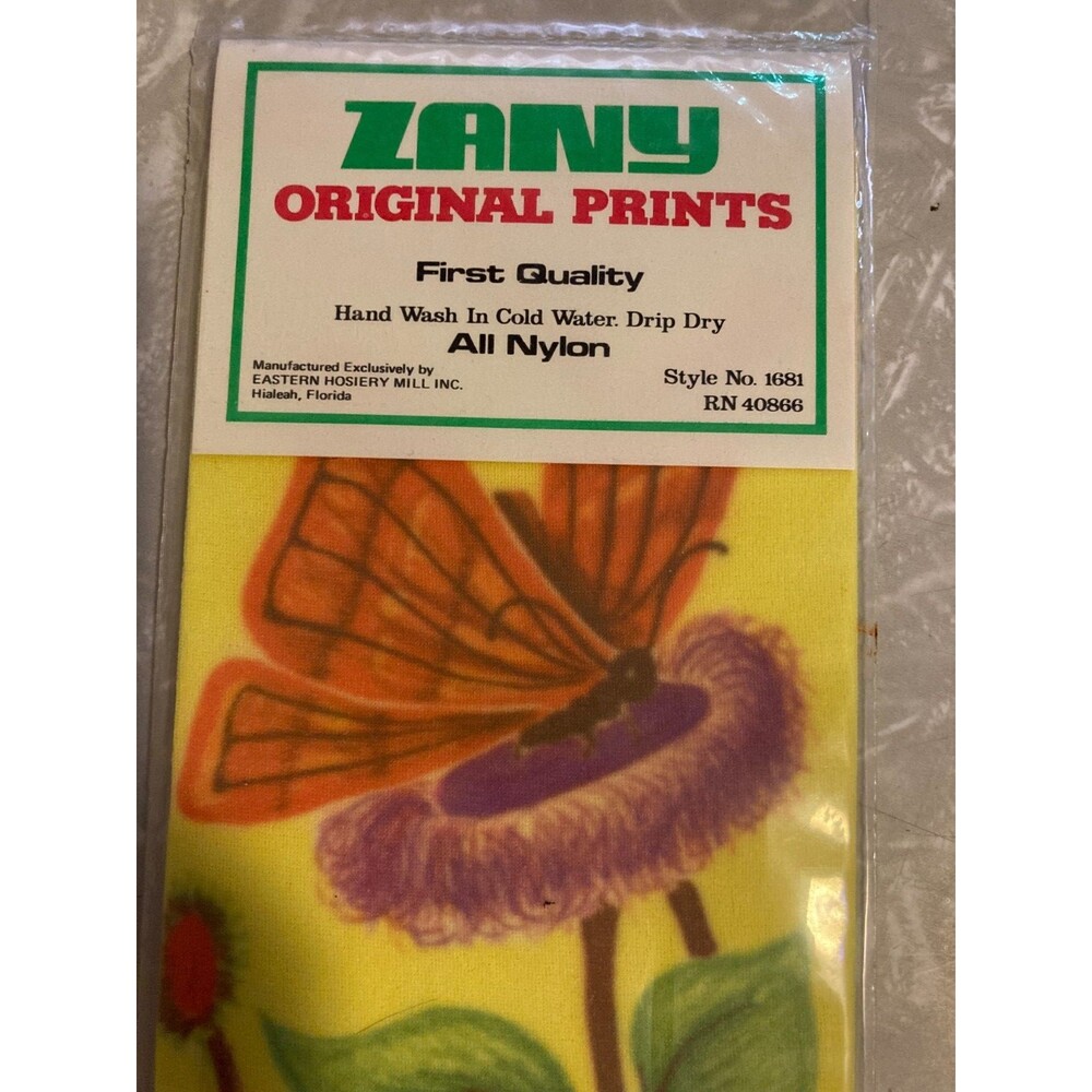 VTG ZANY Knee High Sock Leggings Nylon Butterfly Design 60s 70s NEW